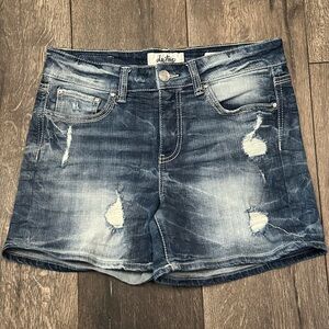 Daytrip Faded Blue High Rise sequins Taurus Boyfriend Distressed Shorts Size 28